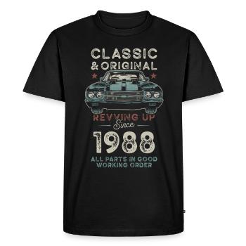 Né en 1988 Anniversaire Voiture classique - T-shirt Premium bio Homme - noir - Devant - Nico (187cm)