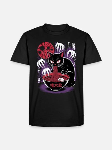 Kawaii Cat Ramen Nudler Anime Cat - Premium økologisk T-skjorte for menn - svart