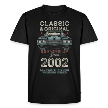 Né en 2002 Anniversaire Voiture classique - T-shirt Premium bio Homme - noir - Devant - Nico (187cm)
