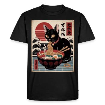 Kawaii Cat Ramen Nouilles Anime Cat - T-shirt Premium bio Homme - noir - Devant - Nico (187cm)