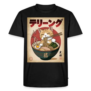 Kawaii Cat Ramen Nouilles Anime Cat - T-shirt Premium bio Homme - noir - Devant - Nico (187cm)