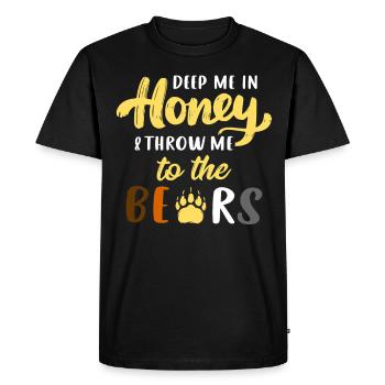 Drôle Gay Ours Miel Fierté LGBT - T-shirt Premium bio Homme - noir - Devant - Nico (187cm)