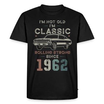 Né en 1962 Anniversaire Voiture classique - T-shirt Premium bio Homme - noir - Devant - Nico (187cm)