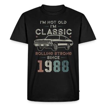 Né en 1988 Anniversaire Voiture classique - T-shirt Premium bio Homme - noir - Devant - Nico (187cm)
