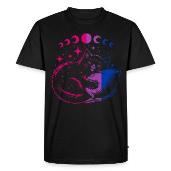 Bi-cat sleeps under moon phases & stars - Men's Premium Organic T-Shirt - black - Front - Nico (187cm)