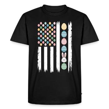 Easter Eggs Bunnies American Flag - Men's Premium Organic T-Shirt - black - Front - Nico (187cm)