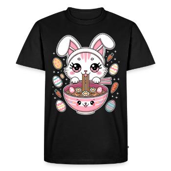 Easter Kawaii Anime Cat Ramen - Men's Premium Organic T-Shirt - black - Front - Nico (187cm)
