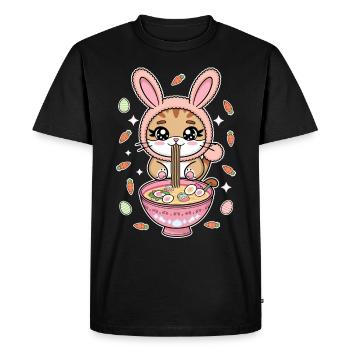 Easter Kawaii Anime Cat Ramen - Men's Premium Organic T-Shirt - black - Front - Nico (187cm)
