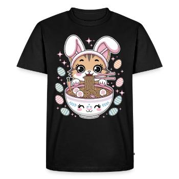 Easter Kawaii Anime Cat Ramen - Men's Premium Organic T-Shirt - black - Front - Nico (187cm)