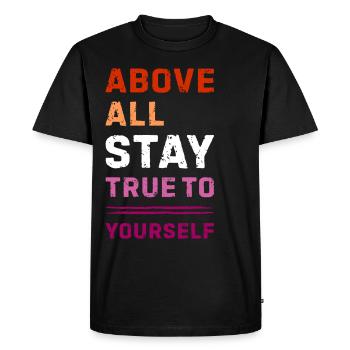 Forte fierté lesbienne dans les couleurs du drapeau - T-shirt Premium bio Homme - noir - Devant - Nico (187cm)