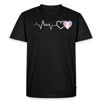 Battement de cœur Transgenre Amour Fierté LGBTQ+ - T-shirt Premium bio Homme - noir - Devant - Nico (187cm)