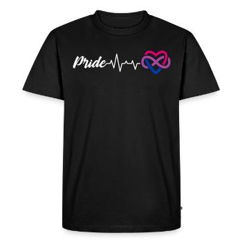 Pride Heartbeat Infinity en couleurs bisexuelles - T-shirt Premium bio Homme - noir - Devant - Nico (187cm)