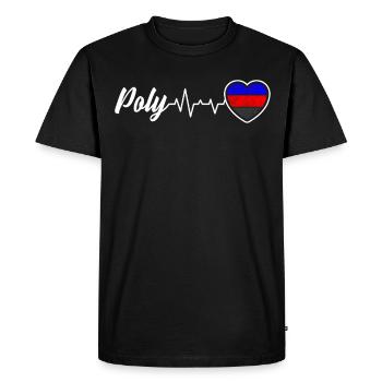 Poly Heartbeat Love en couleurs polyamoureuses - T-shirt Premium bio Homme - noir - Devant - Nico (187cm)