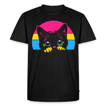 Pan cat aux couleurs du drapeau de la fierté - T-shirt Premium bio Homme - noir - Devant - Nico (187cm)