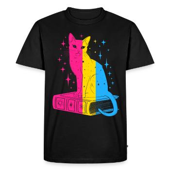 Livre Chat Céleste Fierté Pansexuelle LGBTQ+ - T-shirt Premium bio Homme - noir - Devant - Nico (187cm)