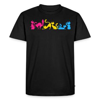 Pansexual Stretching Cats LGBTQ Pan Flag - Men's Premium Organic T-Shirt - black - Front - Nico (187cm)