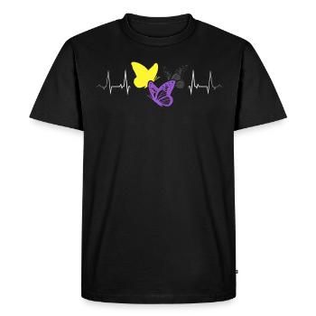 Nonbinary Pride Butterflies Heartbeat LGBTQ+ - Men's Premium Organic T-Shirt - black - Front - Nico (187cm)