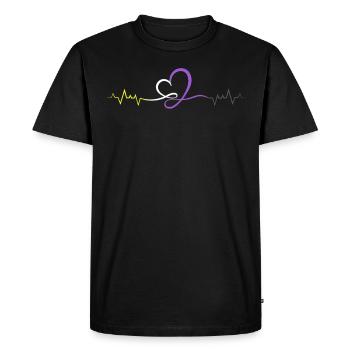 Nonbinary Pride Line Heartbeat Enby Colors - Men's Premium Organic T-Shirt - black - Front - Nico (187cm)