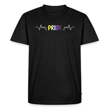 Nonbinary Pride Heartbeat Pride Non Binary Flag - Men's Premium Organic T-Shirt - black - Front - Nico (187cm)