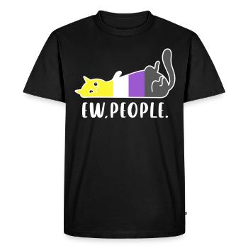 Cat Nonbinary Pride Ew People Enby Humor - Men's Premium Organic T-Shirt - black - Front - Nico (187cm)