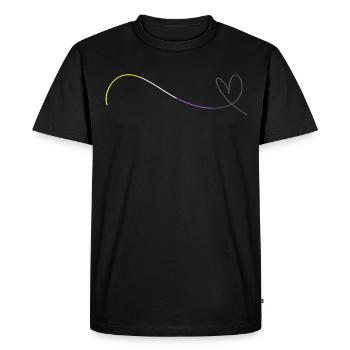 Nonbinary Pride Heart Line Love Minimalist - Men's Premium Organic T-Shirt - black - Front - Nico (187cm)