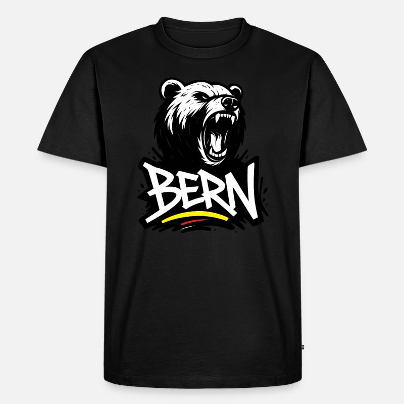 Schweiz Berner Bär - Graffiti - Männer Premium Bio T-Shirt - Schwarz