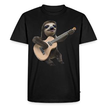 Sloth with guitar - Men's Premium Organic T-Shirt - black - Front - Nico (187cm)