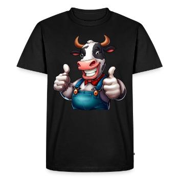 Vache de ferme joyeuse - T-shirt Premium bio Homme - noir - Devant - Nico (187cm)