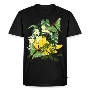 Banana with butterflies - Men's Premium Organic T-Shirt - black - Front - Nico (187cm)