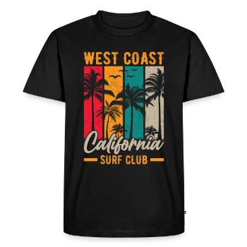 Côte Ouest Californie Surf Beach Palm Trees États-Unis - T-shirt Premium bio Homme - noir - Devant - Nico (187cm)