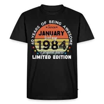 40 Years Old Made In 1984 Vintage January 1984 - T-shirt Premium bio Homme - noir - Devant - Nico (187cm)