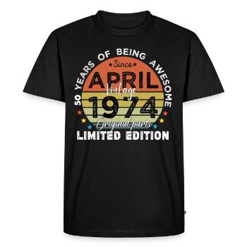 50 Years Old Made In 1974 Vintage April 1974 - T-shirt Premium bio Homme - noir - Devant - Nico (187cm)
