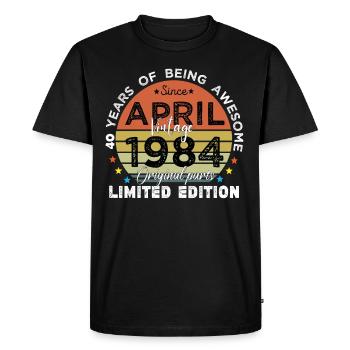 40 Years Old Made In 1984 Vintage April 1984 - T-shirt Premium bio Homme - noir - Devant - Nico (187cm)