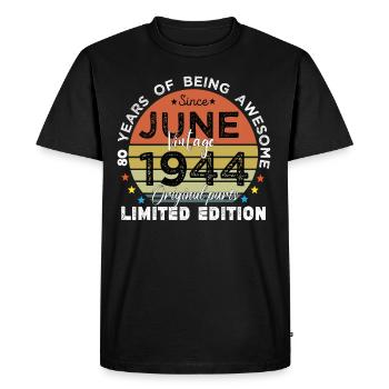 80 Years Old Made In 1944 Vintage June 1944 - T-shirt Premium bio Homme - noir - Devant - Nico (187cm)