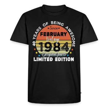 40 Years Old Made In 1984 Vintage February 1984 - T-shirt Premium bio Homme - noir - Devant - Nico (187cm)