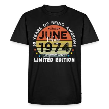 50 Years Old Made In 1974 Vintage June 1974 - T-shirt Premium bio Homme - noir - Devant - Nico (187cm)
