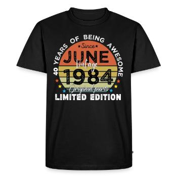 40 Years Old Made In 1984 Vintage June 1984 - T-shirt Premium bio Homme - noir - Devant - Nico (187cm)