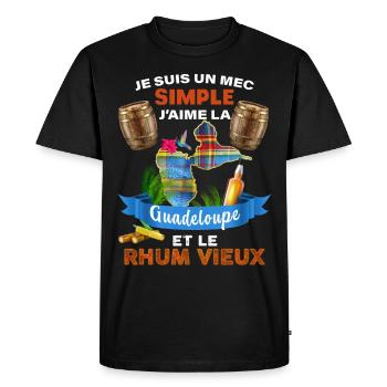 Guadeloupe Antilles Françaises 971 Rhum Ti Punch - T-shirt Premium bio Homme - noir - Devant - Nico (187cm)