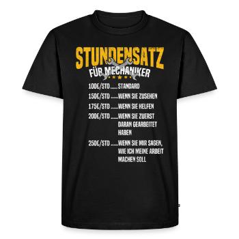 TAUX HORAIRE POUR LES MÉCANICIENS - T-shirt Premium bio Homme - noir - Devant - Nico (187cm)