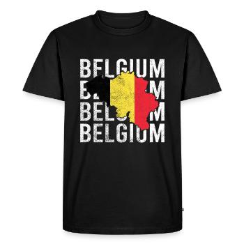 Carte de la Belgique Vintage - T-shirt Premium bio Homme - noir - Devant - Nico (187cm)