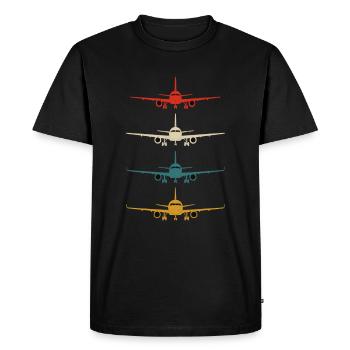 Vintage Airplanes - Men's Premium Organic T-Shirt - black - Front - Nico (187cm)