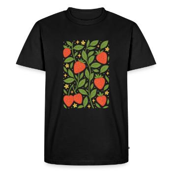 Berry Magic Strawberries - Men's Premium Organic T-Shirt - black - Front - Nico (187cm)