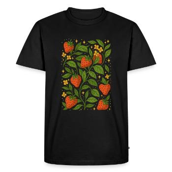 Fraise Amour Été - T-shirt Premium bio Homme - noir - Devant - Nico (187cm)
