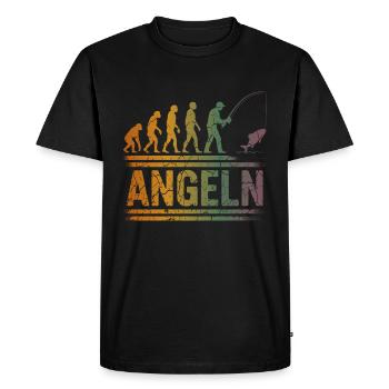 Evolution to an angler - Men's Premium Organic T-Shirt - black - Front - Nico (187cm)
