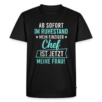 Retraite – ma patronne est maintenant ma femme - T-shirt Premium bio Homme - noir - Devant - Nico (187cm)