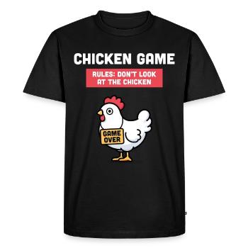 Chicken Game - Men's Premium Organic T-Shirt - black - Front - Nico (187cm)
