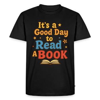 Good day to read - Men's Premium Organic T-Shirt - black - Front - Nico (187cm)