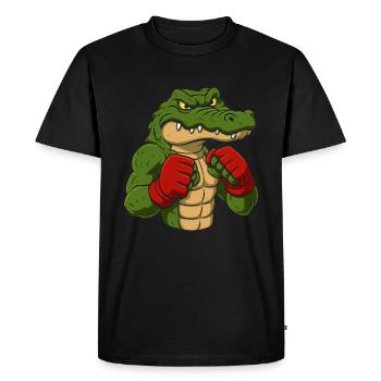 Crocodile Boxing Cartoon - Men's Premium Organic T-Shirt - black - Front - Nico (187cm)