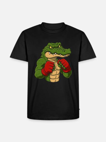 Crocodile Boxing Cartoon - Men's Premium Organic T-Shirt - black