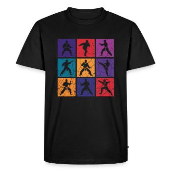 Karate Pop Art – 9 Fighters Retro - Men's Premium Organic T-Shirt - black - Front - Nico (187cm)